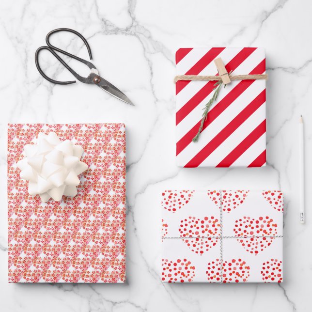 Niedliches Muster Rosa Farbige Blume Wasserfarbe Geschenkpapier Set (Vorderseite)