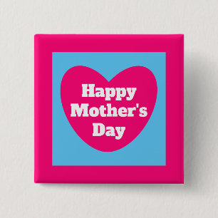 Niedliches Muttertagsherz Hot Pink Square Button