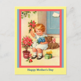 Niedliches Muttertagsleber, Blume, Hund Postkarte