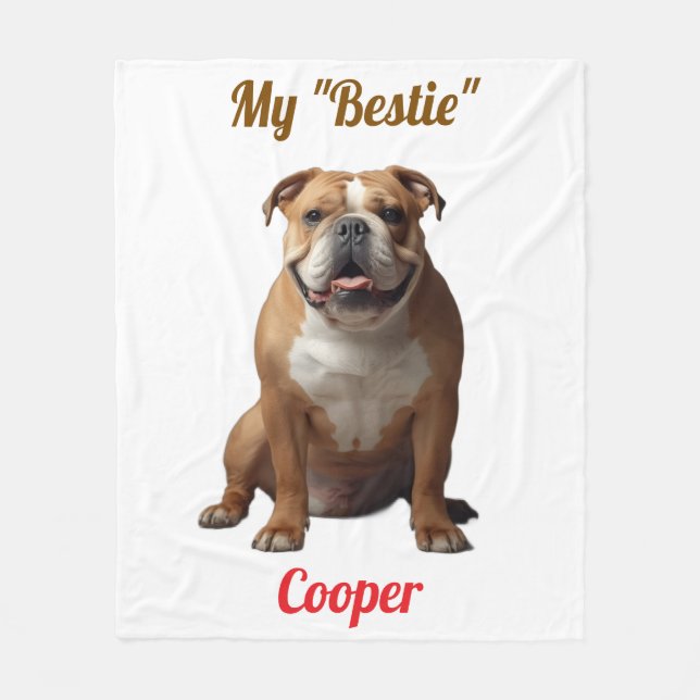 Niedliches "My Bestie" Personalisiertes Bulldog-Bl Fleecedecke (Vorderseite)