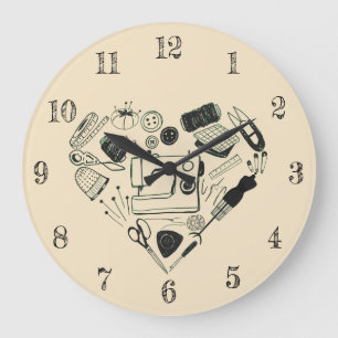 Niedliches Nähset in Herz-Form Nähmaschine Große Wanduhr