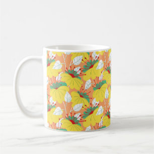 Niedliches, nahtloses Blumenmuster. Hintergrund mi Kaffeetasse