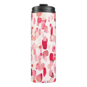 Niedliches nahtloses Muster aus rosa, roten und be Thermosbecher
