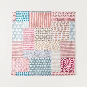 Niedliches nahtloses Muster im Patchwork-Stil. Ein Wandteppich