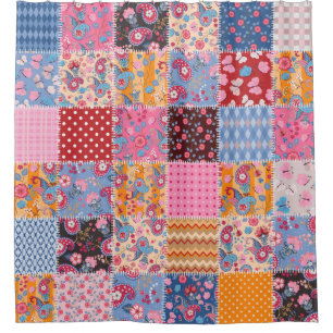 Niedliches nahtloses Patchwork-Muster Duschvorhang