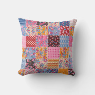 Niedliches nahtloses Patchwork-Muster Kissen
