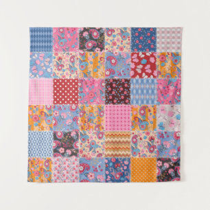 Niedliches nahtloses Patchwork-Muster Wandteppich