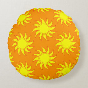 Niedliches nahtloses Sonnenmuster. Doodle Hand gez Rundes Kissen