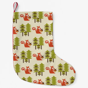 niedliches nahtloses Waldmuster-Design. Vintage Er Kleiner Weihnachtsstrumpf