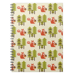 niedliches nahtloses Waldmuster-Design. Vintage Er Notizblock