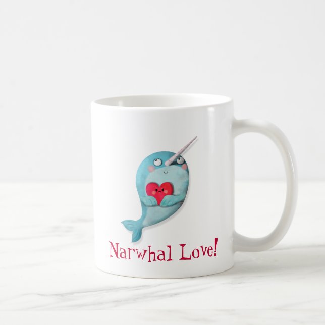 Niedliches Narwhal mit Herzen Tasse (Rechts)