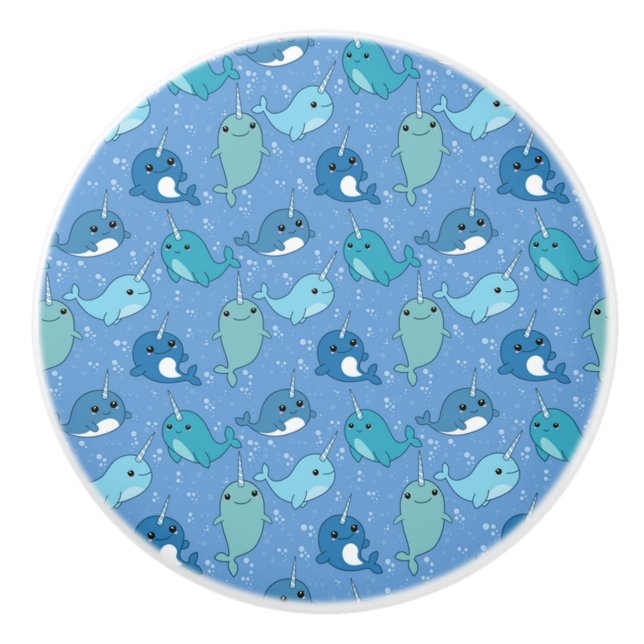 Niedliches Narwhal-Muster Keramikknauf (Vorderseite)