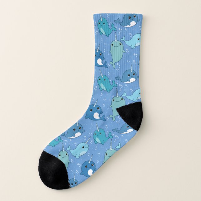Niedliches Narwhal-Muster Socken (Rechts - Innen)