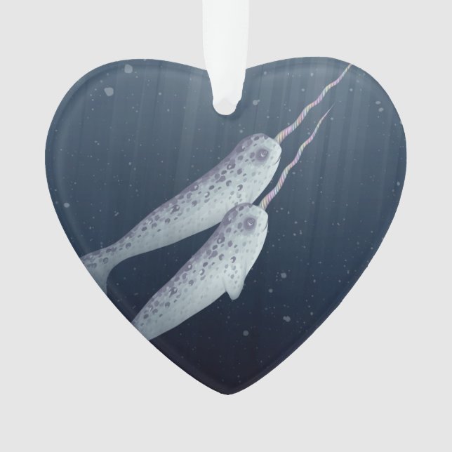 Niedliches Narwhals, das zusammen Underwater Ornament (Vorderseite)