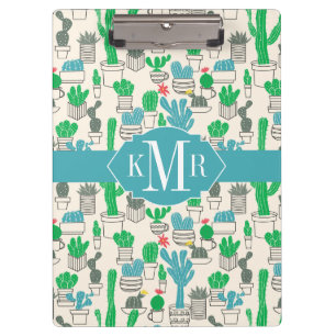 Niedliches natürliches Blumenkaktus-Muster Klemmbrett