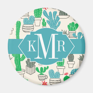 Niedliches natürliches Blumenkaktus-Muster Magnet