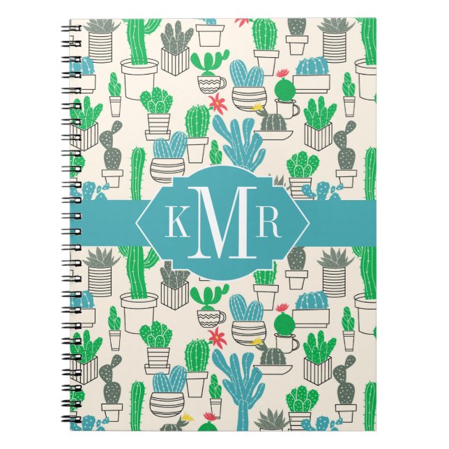Niedliches natürliches Blumenkaktus-Muster Notizblock (Vorderseite)