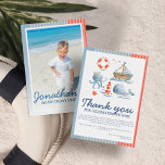 Niedliches Nautic Beach Party GeburtstagsFoto Dankeskarte<br><div class="desc">Niedliches Nautical Beach Party Geburtstag Foto Danke Karte</div>
