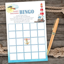Niedliches Nautical Baby Shooting Bingo Game