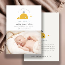 Niedliches Nautical Whale Heart Foto Geburtsankünd