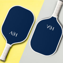 Niedliches Navy Blau und Weiß, moderne Monogramme Pickleball Schläger
