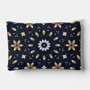 Niedliches Navy Blue White & Gold Mandala Dot Art  Zubehörtasche
