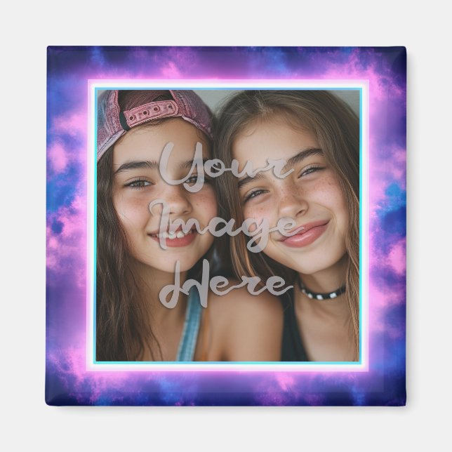 Niedliches Neon Vaporwave Foto Border Magnet (Vorne)