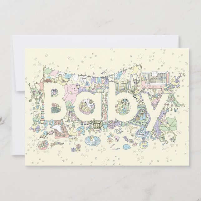 Niedliches neues Baby Word Art Pastel Farben neutr (Vorderseite)