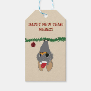 Niedliches neues Jahr, Begleitheitsmarken Geschenkanhänger