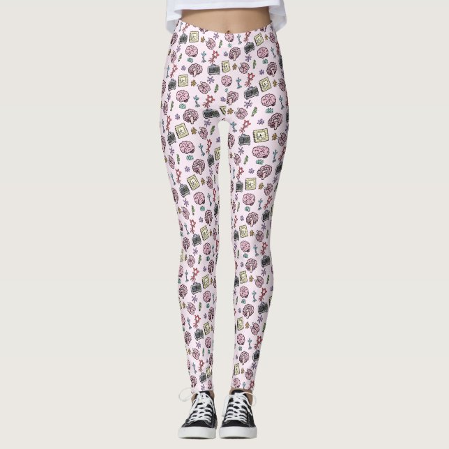 Niedliches neurowissenschaftliches Muster Leggings (Vorderseite)