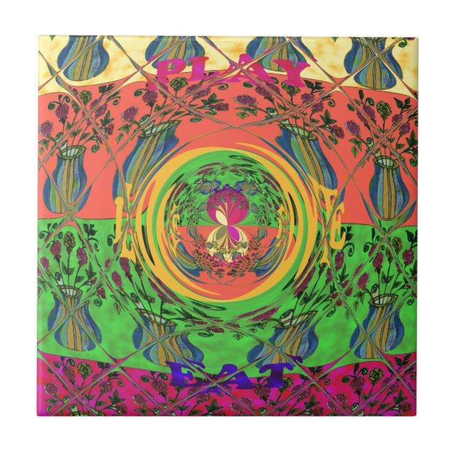 Niedliches Nice & Love floral Motiv Art Print Desi Fliese (Vorderseite)