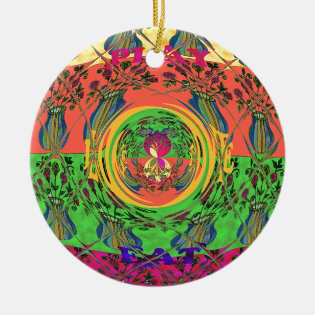 Niedliches Nice & Love floral Motiv Art Print Desi Keramikornament (Vorne)