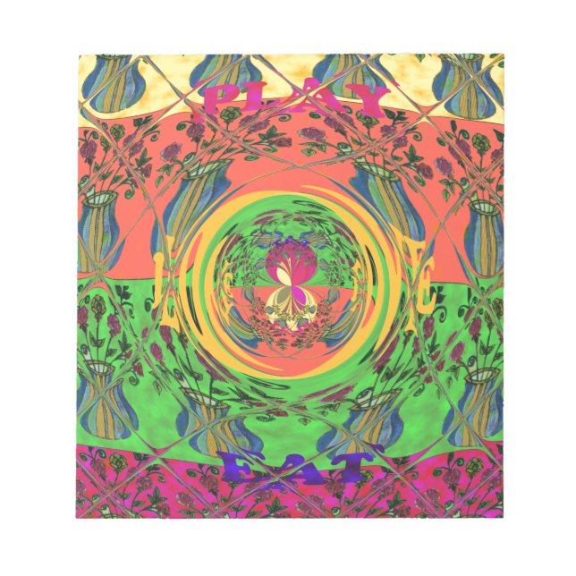 Niedliches Nice & Love floral Motiv Art Print Desi Notizblock (Vorderseite)