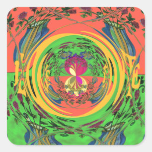 Niedliches Nice & Love floral Motiv Art Print Desi Quadratischer Aufkleber