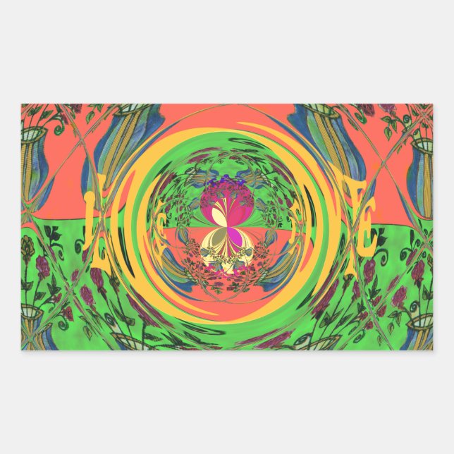 Niedliches Nice & Love floral Motiv Art Print Desi Rechteckiger Aufkleber (Vorderseite)