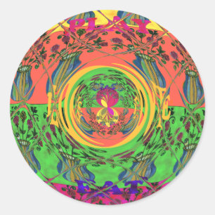 Niedliches Nice & Love floral Motiv Art Print Desi Runder Aufkleber