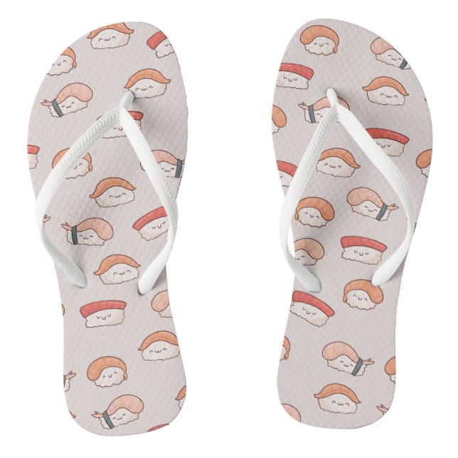 Niedliches nigiri Sushi - Nahtloses Muster Flip Flops (Fußbett)