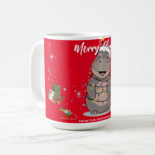 Niedliches Nilpferd Weihnachtsbaum Zoo Safari Weih Kaffeetasse