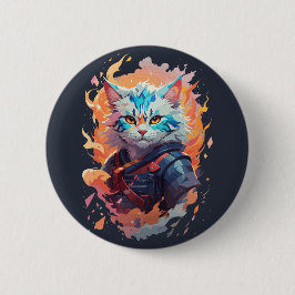 Niedliches Ninja Cat Warrior Design Button
