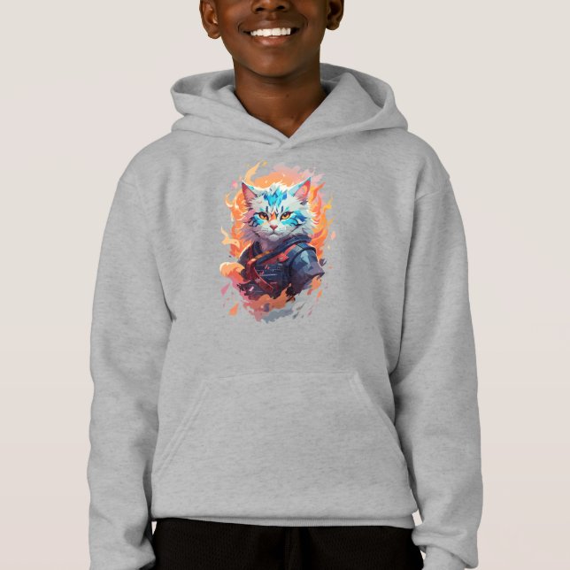 Niedliches Ninja Cat Warrior Design Hoodie (Vorderseite)