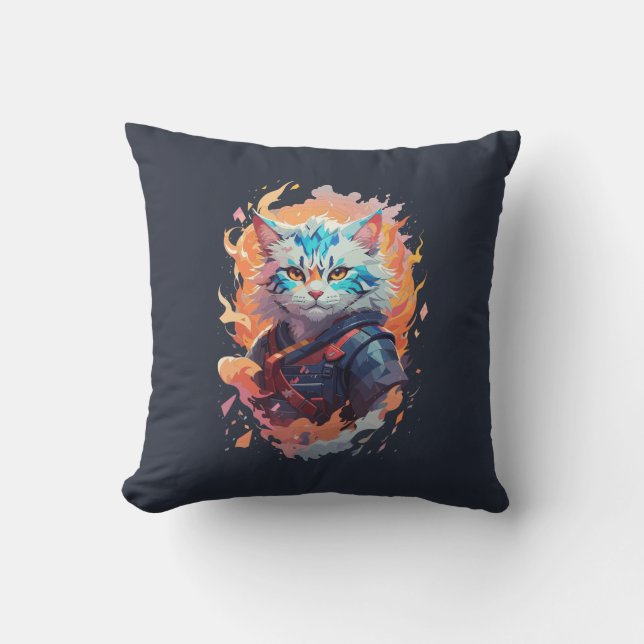 Niedliches Ninja Cat Warrior Design Kissen (Vorderseite)