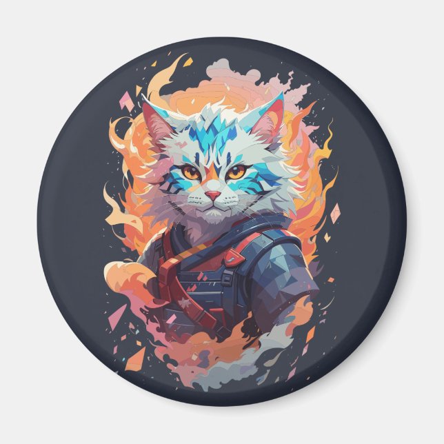 Niedliches Ninja Cat Warrior Design Magnet (Vorne)