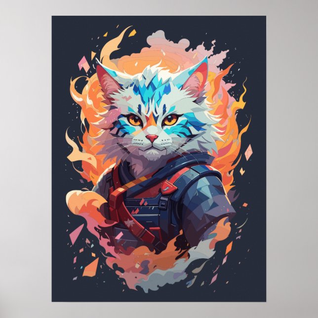 Niedliches Ninja Cat Warrior Design Poster (Vorne)