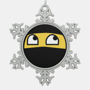 Niedliches Ninja Krieger emoji Schneeflocken Zinn-Ornament