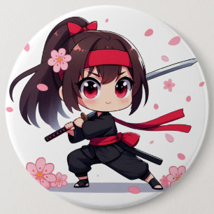 Niedliches Ninja-Kriegerblümchen Button