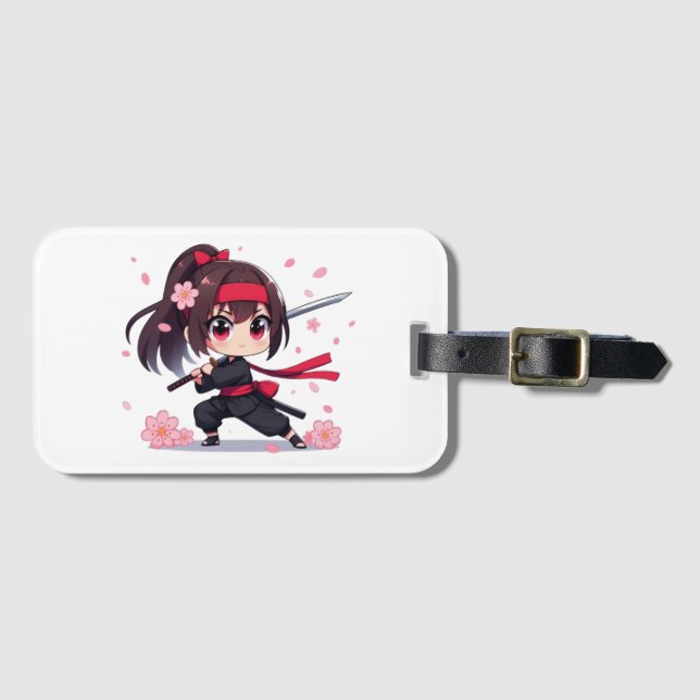 Niedliches Ninja-Kriegerblümchen Gepäckanhänger (Vorderseite (Horizontal))