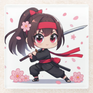 Niedliches Ninja-Kriegerblümchen Glasuntersetzer