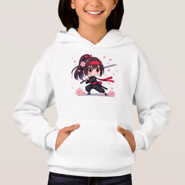 Niedliches Ninja-Kriegerblümchen Hoodie (Vorderseite)