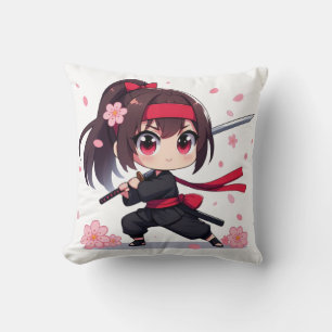 Niedliches Ninja-Kriegerblümchen Kissen