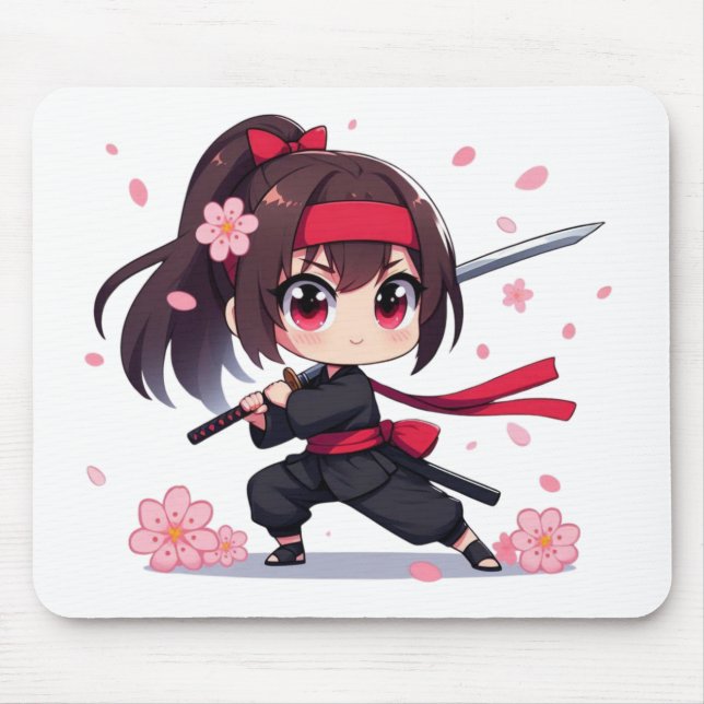 Niedliches Ninja-Kriegerblümchen Mousepad (Vorne)